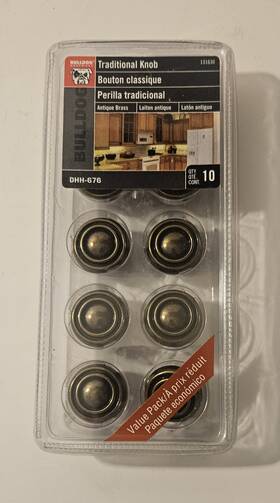 Dhh-676 Bulldog Hardware New 10pack Traditional Knob Antique Brass Cabinet Door