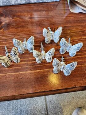 Butterflydresser001 Butterfly Dresser China Drawer Knobs Rustic Retro Style Handle Lot Of 6