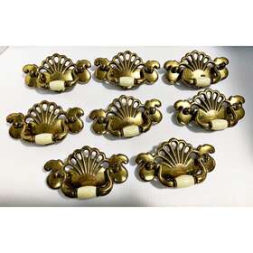 Cr3142 Canada Brass Ceramic Cabinet Drawer Pulls 1994 Cr 3142 Swing Handle Set 8 Vtg