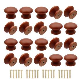 Cangder 784300936138 20pcs Wood Dresser Knobs Brown Shape Wooden Furniture Cabinet Single H