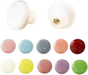 Cellcase 680491389572 10 Pieces Colorful Door Knob Cabinet Round Ceramic Drawer Cupboard Kitchen Dr