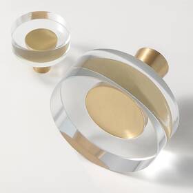 Ceymio 744110179224 Kitchen Cabinet Knobs Glass 4 Pack Closet Brushed Gold Knob Cabinets Pulls Drawe