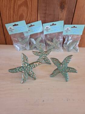 Chesapeake Bay 790876690077 Lot Of 7 Starfish Drawer Pulls Cabinet Knobs Cast Iron Handle Star Fish 3 Inch