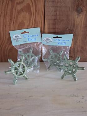 Chesapeake Bay 790876704644 Lot Of 4 Ships Wheel Helm Drawer Pulls Metal Handles Cabinet Door
