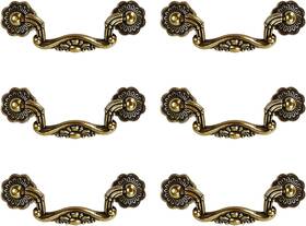 Chris.w 445041195125 6 Pack Drop Drawer Pulls Handles Flower Antique Bronze Kitchen Cabinet