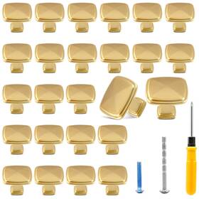 Cionyce 772324577956 25 Pack Brushed Brass Cabinet Knobs 1-1/5 Inch Square For Dresser Drawers