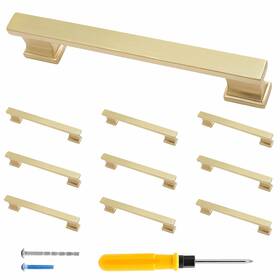 Cionyce 772324578489 10 Pack 5 Inch Cabinet Handles Brushed Satin Brass Dresser Drawer Pulls Moder