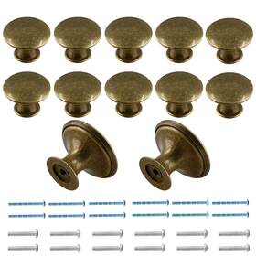 Tuohai00221223-0004 Cionyce 12 Pcs Brass Cabinet Knobs Metal Drawer Round Dresser Handle