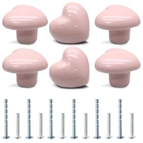 Tuohai00231120-1055 Cionyce 6 Pcs Ceramic Cabinet Knobs Heart Shaped Adorable Drawer Pulls For Girls Bed