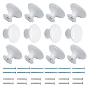 Tuohai00240603-1380 Cionyce 12 Pcs White Cabinet Knobs Metal Round Dresser Handle 1.18 Inch Diameter Kitch