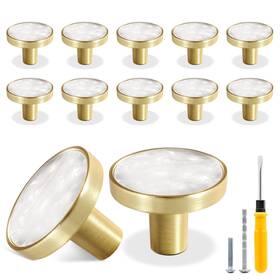 Tuohai0035 Cionyce 12 Pack Gold Knobs For Dresser Drawers Brass Round Cabinet Kno