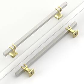 Ck0041kgp-bsn192-10 Coinkoly 10 Pack 7.5 Inch 192mm Cabinet Handles Brushed Nickel And Gold Kitchen Sat