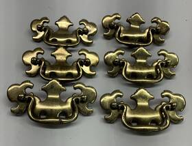B-1016-0 Cont B B-1016-o Set Of 6 Vintage 1988 Brass Furniture Drawer Pull 4 Inch Overall