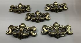 B-1066 Cont B Lot Of 5 Vintage 1988 Brass 1066 1066b Furniture Drawer Pulls