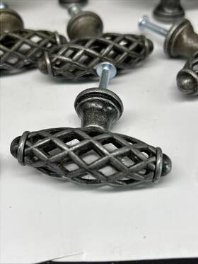 1749wn Cosmas Lot 12 Cabinet Birdcage Knobs Weathered Nickel Hardware #1749wn 2.25 Inch