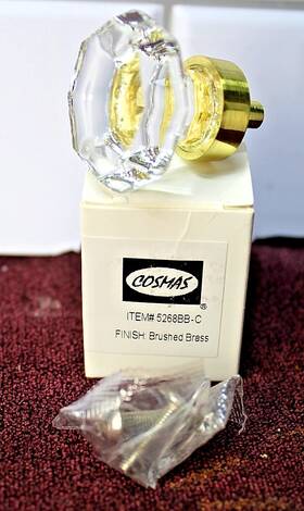 5268bb-c Cosmas 9 Pack Brushed Brass And Clear Glass Cabinet Knobs #5268bb-c