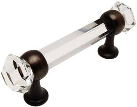 6393orb-c Cosmas Oil Rubbed Bronze With Clear Glass Cabinet Handle Pull - 3 Inch
