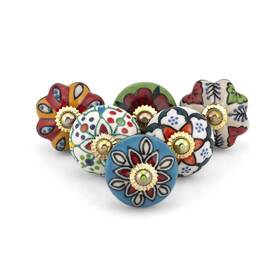 Dkb-ast-003-p06 Craft Trade Cabinet Knobs For Dresser Drawers Decorative Assorted Colorful Ceramic Pull H