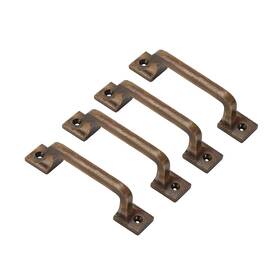 Craftsman Road 850008297502 Antique Brass Cast Iron Pull Handles 6 Inch Squared Base Set Of 4 - Cabine