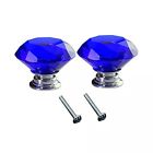 Cskb 2 Pcs 30mm Blue Crystal Glass Diamond Cut Door Knob For Wardrobe Cabinet D 743062036555