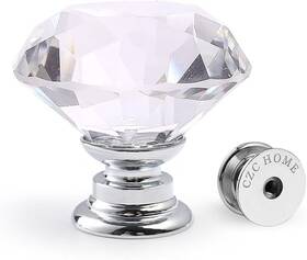 Czc Home 658906994550 25 Pcs Diamond Crystal Glass Pull Handle Cabinet Knobs Cupboard Drawers Cab Inch