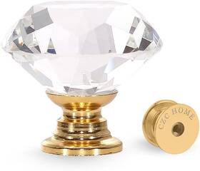 Czc Home 726084156005 25 Pcs Diamond Crystal Glass Pull Handle Cabinet Knobs Cupboard Drawers