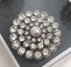 D4083csl Concepts In Time Llc Round Pearl Rhinestone Bling Silver Metal