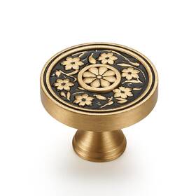 Qihua01 Dairazan Brushed Brass Cabinet Knobs Modern Carved Bathroom Closet Kitchen Handles Rou