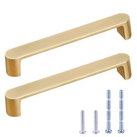 Dannisly 779640179734 2 Pack Brushed Gold Cabinet Handles 5 Inch Hole Centers Drawer Pulls Solid Zinc A