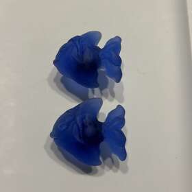 Pbluk-2 Dayton Hudson 4 Vintage Cobalt Blue Cabinet Knobs Drawer Pulls Tropical Fish
