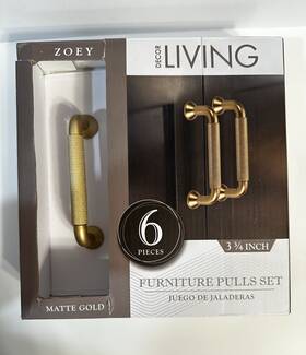 Fp446156 Decor Living Zoey Matte Gold Metal Drawer Pulls Contemporary 3.75 Inch 6-pack
