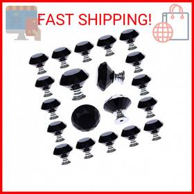 Deelf Outlet 880596116855 25 Pcs Black Glass Cabinet Knobs 30 Mm Crystal Drawer Pulls With Silver Base Dia