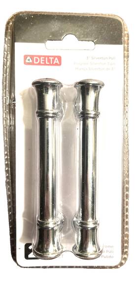Delta 885785004531 Silverton 3in/76mm Classic Polished Chrome Cabinet Drawer Bar Pulls 2 Pk
