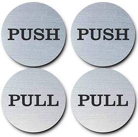 Desirous 118046663784 2 Inch Round Push Pull Door Signs Brushed Silver - Sets 4pcs