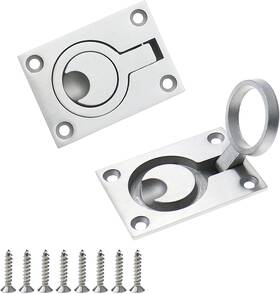 Donleeving 734602077312 Luckycivia 2 Pack Stainless Steel Square Flush Pull Ring Size 1 Silver