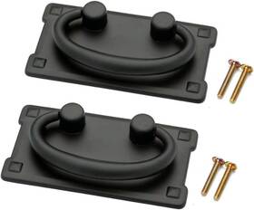 Dudua 742806050543 2pcs Vintage Antique Bronze Drawer Ring Pull Handles Knobs Hardware 2 Black