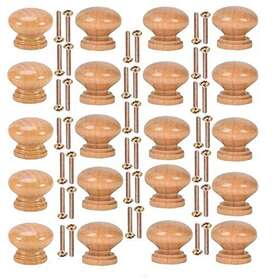 Dudua 755326408343 20pcs Round Wooden Drawer Cabinet Knobs Furniture Pulls For Dresser Drawers W