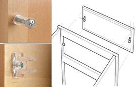 E.h.c 313048856844 Sink Tip-out Snap In False Drawer Front Clips Full Set 2 Dowels And With