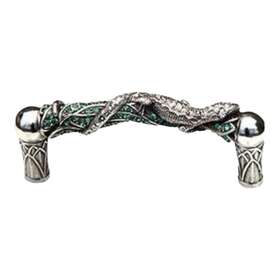 7675 Edgar Berebi 3 1/2 Inch Lizard Bali Handle Erinite Green Swarovski Crystal Burnish Silver