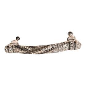8132 Edgar Berebi Fairfax Pull Handle Burnished Silver And Clear Crystal