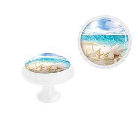 Elohiym 031493996000 4 Pack Ocean Beach Starfish Seashell Blue Skyline Cabinet Knobs White Dresser