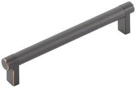 84055.recus10b.knus10b Emtek 84055.rec.kn Knurled 6 Inch Center To Bar Cabinet Pull - Oil Rubbed