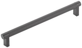84056.recus19.knus19 Emtek 84056.rec.kn Knurled 8 Inch Center To Bar Cabinet Pull - Flat Black /