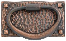 86041us10b Emtek 86041 Hammered Oval 3 Inch L Ring Cabinet Pull - Bronze