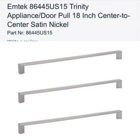 86445us15 Emtek Lot Of 3 Trinity Appliance Pull 18 Inch Satin Nickel