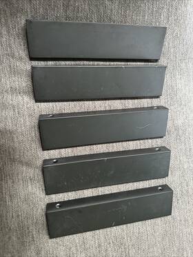 87120us19 Emtek 6 Pc. Of Edge Flat Black Inch C-c Finger Pull No Screws And Scuffed