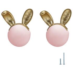 Sx601 Evionlin 2pcs Pink Rabbit Ceramic Cabinet Knobs Drawer Pulls Kids Room