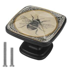 Fangjianbei 416618064047 4 Pcs Square Cabinet Handle Cupboard Knob Drawer Pulls Bee