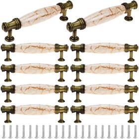 Farboat 779296390682 10pcs Ceramic Dresser Pulls Antique Handles Funiture Hardware Graceful Patter