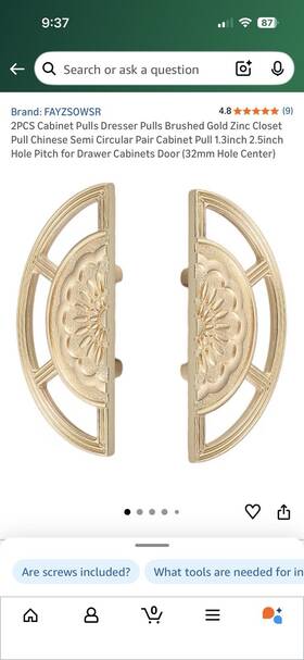 Fayzsowsr 616814626727 2pcs Cabinet Pulls Dresser Brushed Gold Zinc Closet Chinese Semi-